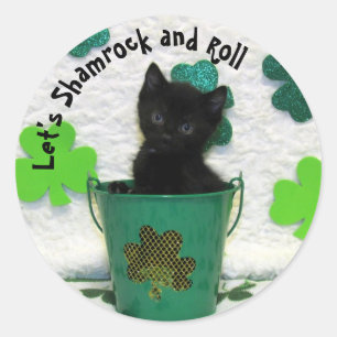 Handsome Jack the Irish Cat - St. Patrick's Day Classic Round Sticker