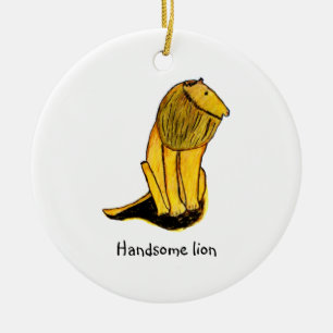 Handsome lion ceramic ornament
