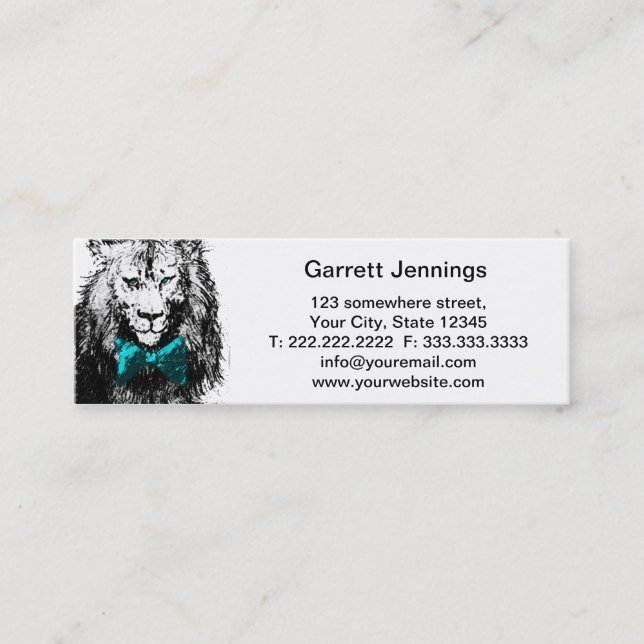 Handsome Lion with Bow Tie Mini Business Card (Front)