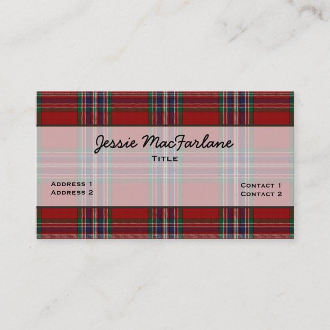 Handsome MacFarlane Family Tartan Plaid Custom Business Card (Front)