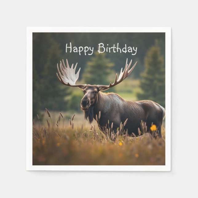 Handsome Moose Birthday Napkin (Front)