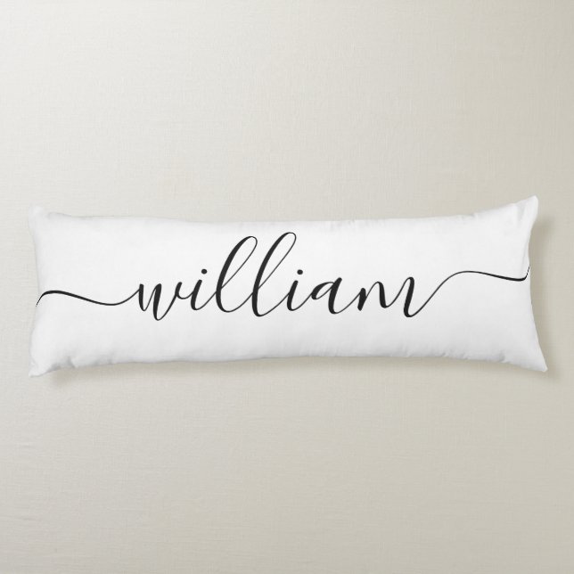 Handsome NAME White Black Script Reversible Body Cushion (Back)
