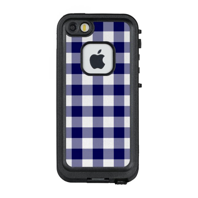 Handsome Navy and White Gingham Plaid LifeProof iPhone Case (Back)