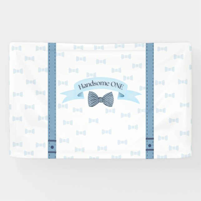 Handsome One Baby Boy First Birthday Banner (Horizontal)