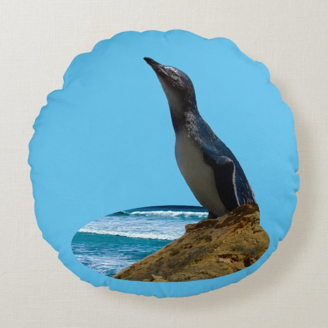Handsome Penguin,  Round Cushion (Front)
