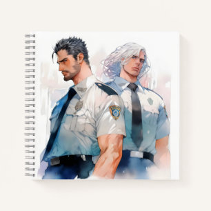 Handsome Policemen Watercolor Anime Notebook