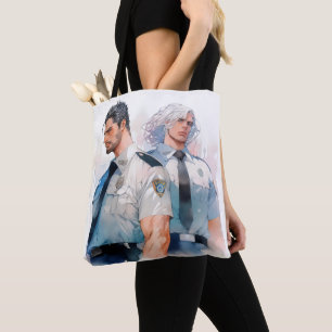 Handsome Policemen Watercolor Anime Tote Bag