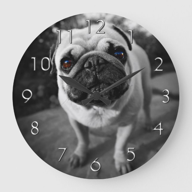 Handsome Pug Large Clock (Front)