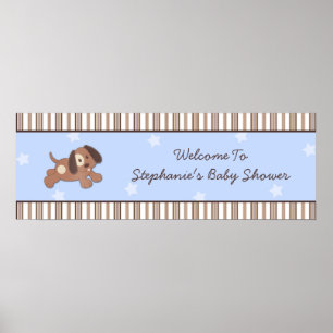 Handsome Puppy Baby Shower Banner Poster