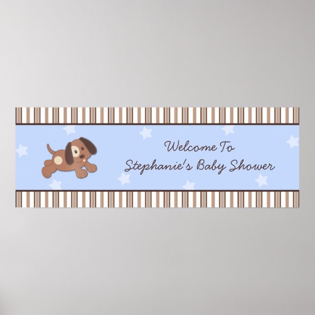 Handsome Puppy Baby Shower Banner Poster (Front)