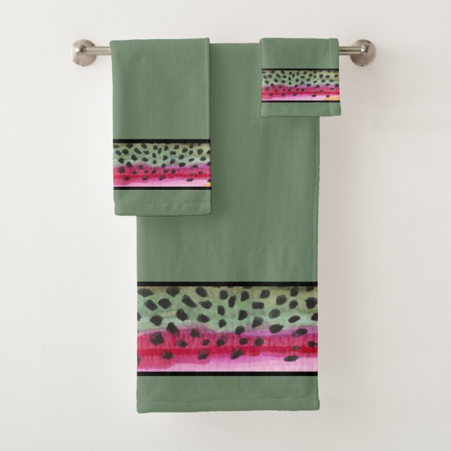 Handsome Rainbow Trout Fly Fishing Bath Towel Set (Insitu)