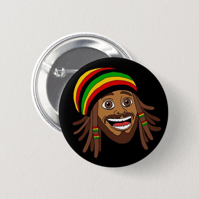 Handsome Rasta Man 6 Cm Round Badge (Front & Back)