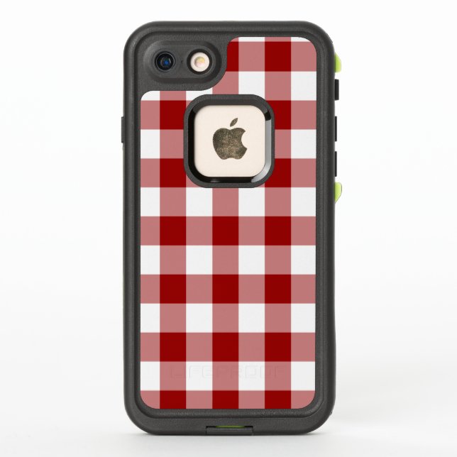 Handsome Red and White Buffalo Plaid LifeProof iPhone Case (Back)