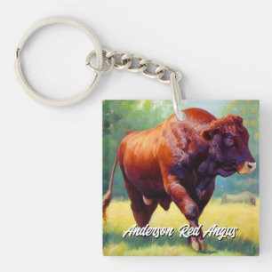 Handsome Red Angus Bull Key Ring