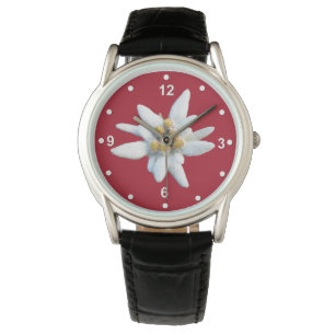 Handsome Red Dail with White Edelweiss Bloom Watch