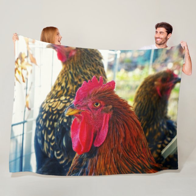 Handsome Rooster Fleece Blanket (In Situ)