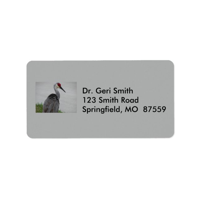 Handsome Sandhill Crane Label (Front)