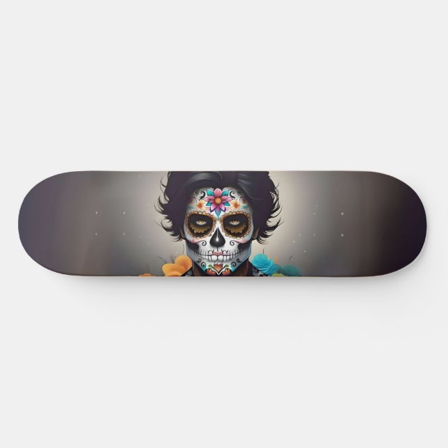Handsome Sugar Skull Man Boy Teen Skate Deck  (Horz)