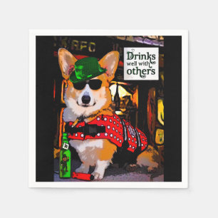 Handsome Welsh Corgi in a Bar Napkin