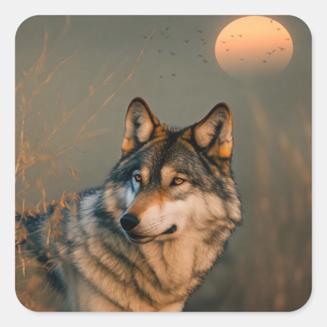 Handsome Wolf  Square Sticker (Front)