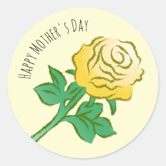 Handsome Yellow Rose Classic Round Sticker