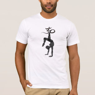 Handstand yoga pose black with om symbol T-Shirt