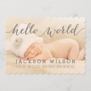 Handwriting Baby Birth Announcement Photo Card