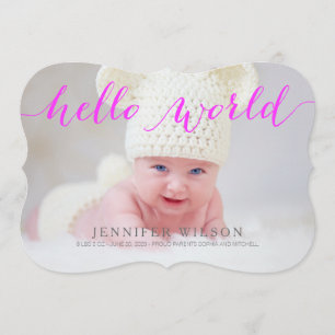 Handwriting Baby Birth Announcement Photo Card
