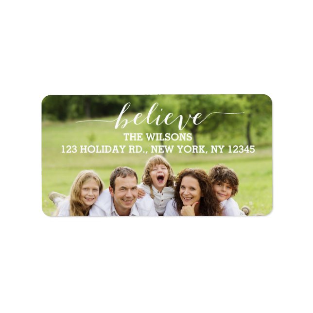 Handwriting Believe | Holiday Photo Address Labels (Front)