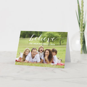 Handwriting Believe   Holiday Photo Greeting Card