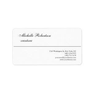 Handwriting Black White Plain Minimalist Label
