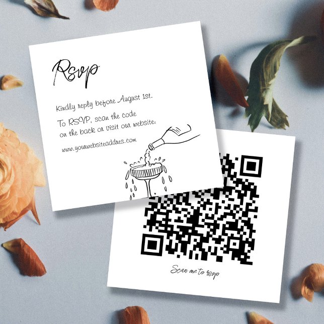 Handwriting black&white Whimsical QR code wedding Enclosure Card (Creator Uploaded)