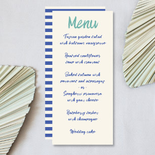 Handwriting Bold Retro Green Blue Wedding Menu