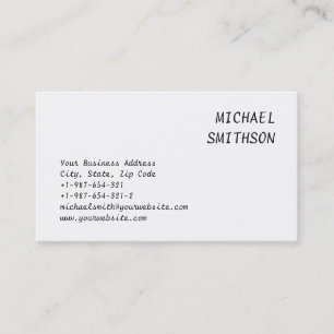 Handwriting Calligraphic Script WhiteBusiness Card