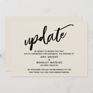 Handwriting Cancelled Wedding Update in Cream Card