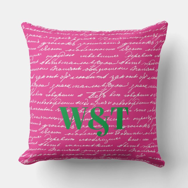 Handwriting Couple INITIALS Love Story Preppy Fun  Cushion (Front)