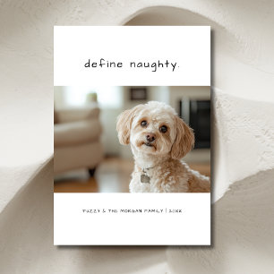 Handwriting Define Naughty Dog Pet Christmas Photo Holiday Card