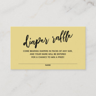 Handwriting Diaper Raffle Ticket Custard Yellow Enclosure Card