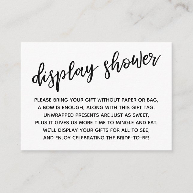 Handwriting Display Shower Gift Enclosure Card (Front)