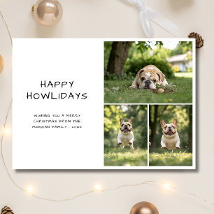  Handwriting Dog Christmas Happy Howlidays 3 Photo Holiday Card