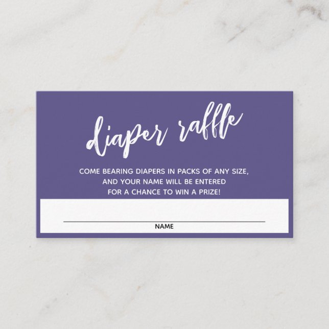 Handwriting Dusty Purple Diaper Raffle Ticket Enclosure Card (Front)