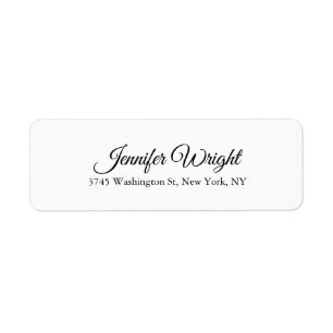 Handwriting Elegant Classical Plain Black White Return Address Label