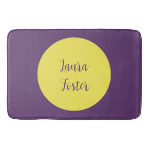 Handwriting Elegant Name Indigo & Yellow Color Bath Mat