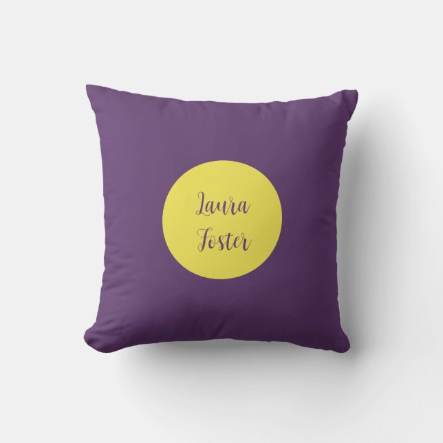 Handwriting Elegant Name Indigo & Yellow Colour Cushion (Front)