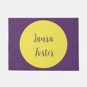 Handwriting Elegant Name Indigo & Yellow Colour Doormat