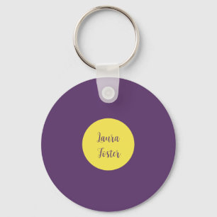 Handwriting Elegant Name Indigo & Yellow Colour Key Ring