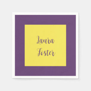 Handwriting Elegant Name Indigo & Yellow Colour Napkin