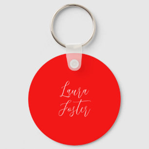Handwriting Elegant Name Red Colour Plain Key Ring