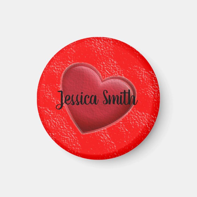 Handwriting Elegant Name Red Heart Love Romance Magnet (Front)
