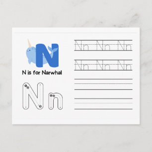Handwriting FlashCards for Kindergarten   N,O   Postcard